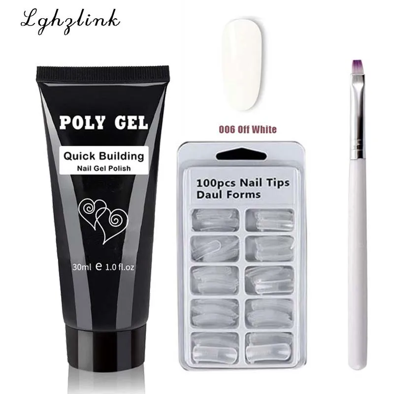 14 шт./компл. polygel набор для ногтей с лампой, а так же 30 г поли геля Soak Off гель для наращивания ногтей быстрое строительство Polygel с украшением в виде кристаллов; Прозрачная Жесткая Poli гель набор - Цвет: ZH90-006