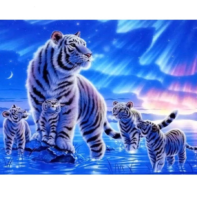 

Picture By Numbers Tiger White Paint For Animal Oil Painting On Canvas Handmade Picture For Drawing Coloring By Number Decor Art