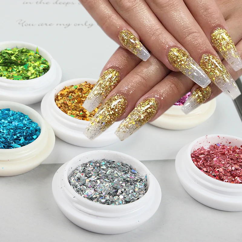 

6 Pcs Holographic Nail Art Sequins 3D Irregular Chunky Glitter Flakes Paillette Nails Decorations Shiny French Manicure Supplies