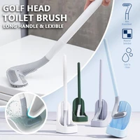 golf silicone toilet brushes with holder set long handled toilet cleaning brush black modern hygienic bathroom accessories