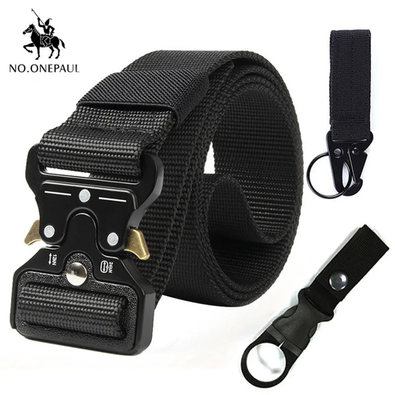 kk Package 1-2 black NO. ONEPAUL мужской повседневный модный тактический ремень из сплава с автоматической пряжкой Молодежный студенческий ремень для занятий спортом на открытом воздухе - Цвет: kk Package 1-2 black
