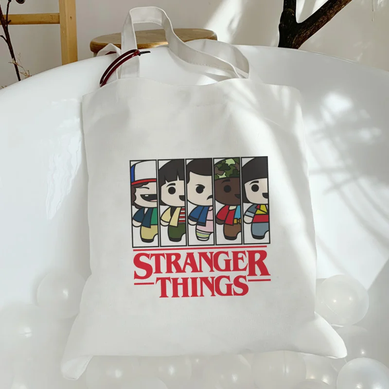 

Women Stranger Things Print Shopper Bag Girl Harajuku 90s Y2K Classic Vintage Shoulder Handbag Female Bolsa Compra
