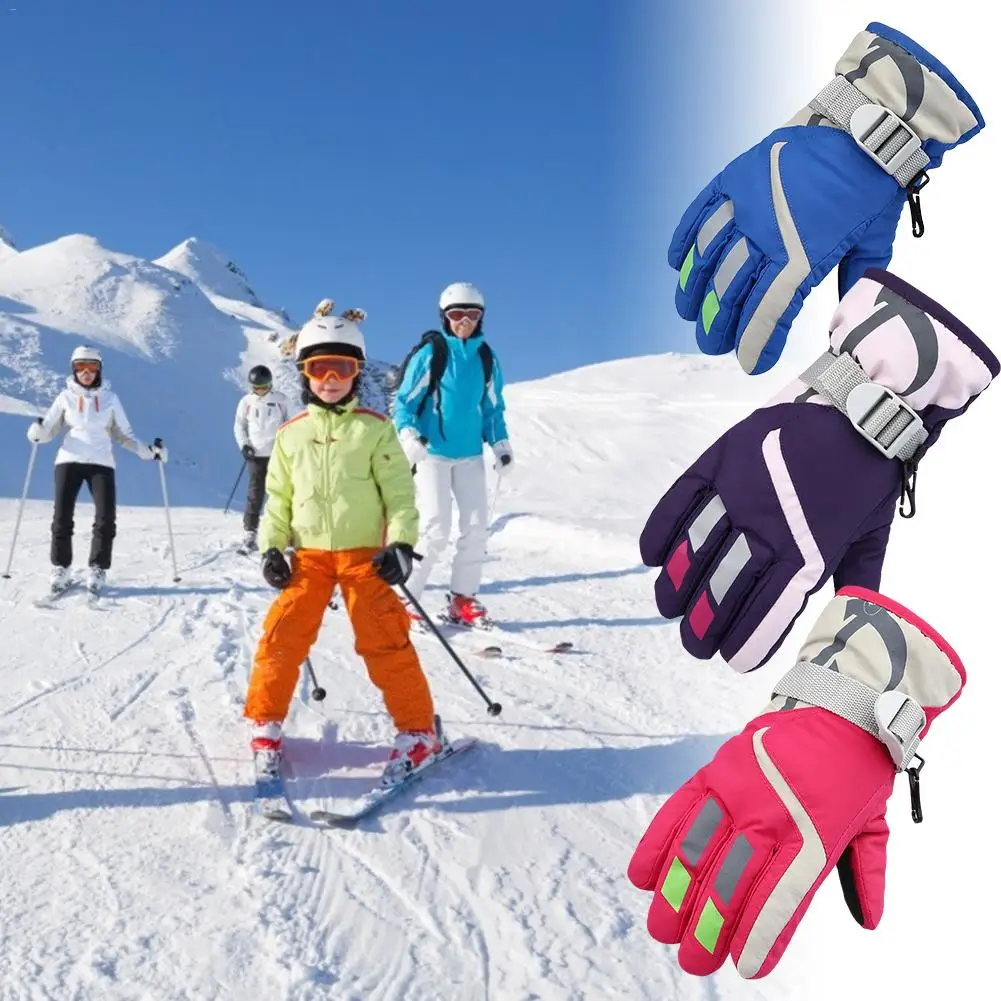 

Children's Ski Gloves For Boys And Girls Winter Cold And Windproof Waterproof Three-layer Warm Outdoor Non-slip Play Gloves