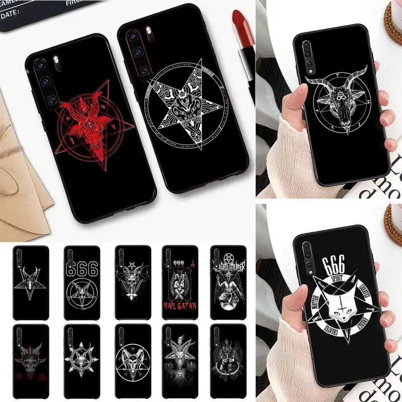 

Pentagram 666 Demonic Satanic Phone Case For Huawei P20 P30 P9 P10 plus P8 lite P9 lite Back Coque for Y62019 Mate20lite Capa
