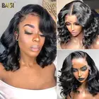 BAISI волосы бразильские волосы свободная глубокая волна 13x6 боб парики кружева спереди человеческие волосы парики 150% Плотность