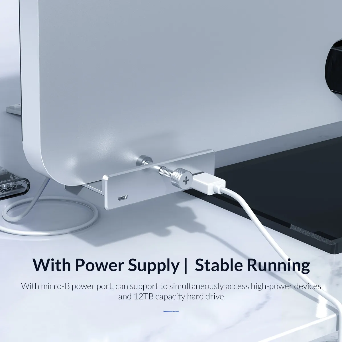 ORICO MH4PU алюминиевый 4 порта USB 3,0 Clip-хаб на зажиме для настольного ноутбука клип диапазон 10-32 мм с 100 см Дата-кабель-серебро