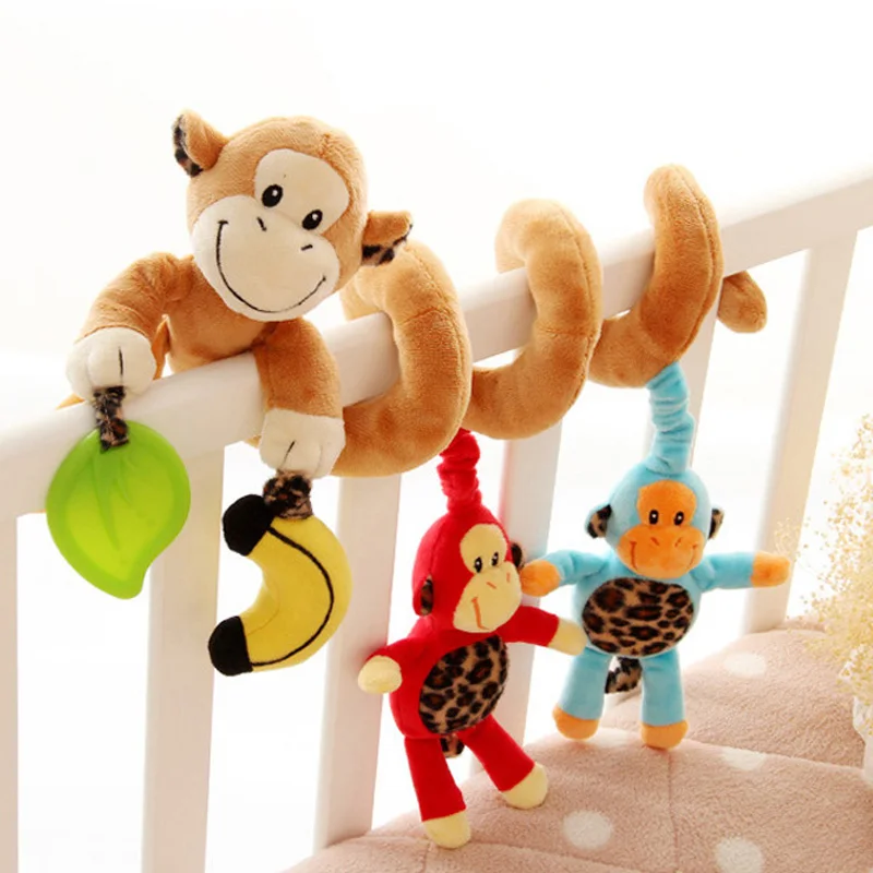 

Baby Toys for Children 0-12 Months Plush Rattle Crib Spiral Hanging Mobile Infant Newborn Stroller Bed Animal Gift Happy Monkey
