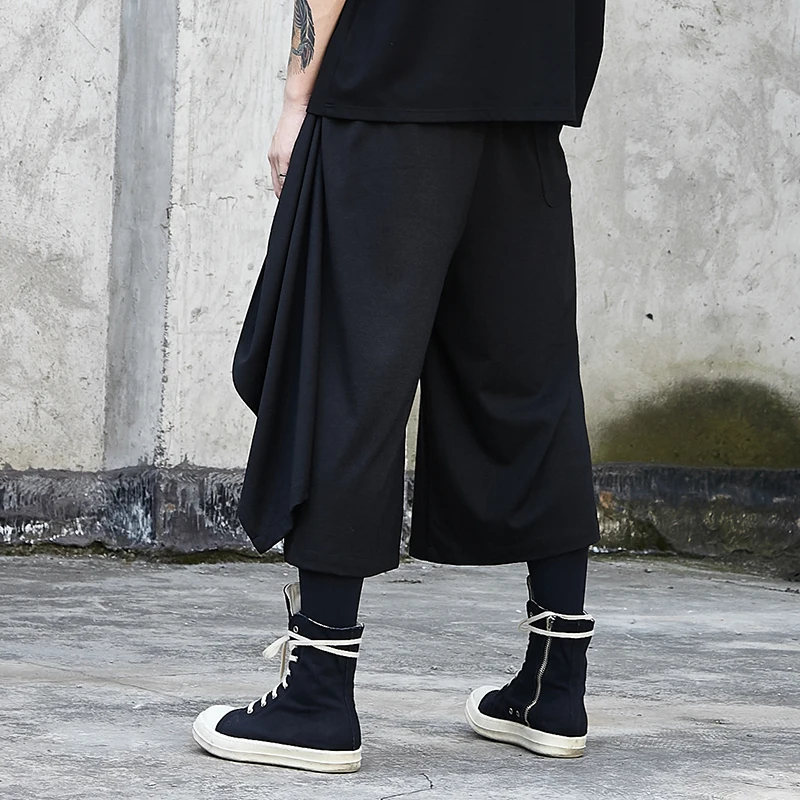 Мужские японские кимоно свободные черные широкие брюки мужская мода уличная