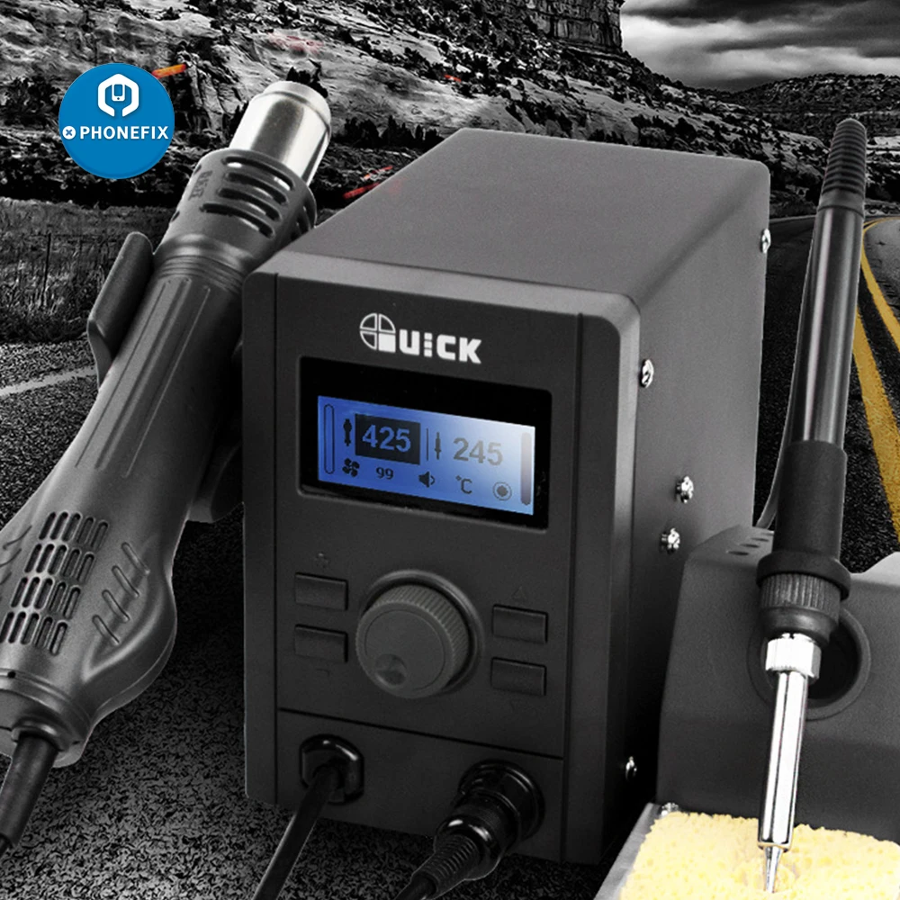 Паяльная станция QUICK715 2 в 1 SMD BGA наладочная с горячим воздухом Интеллектуальная