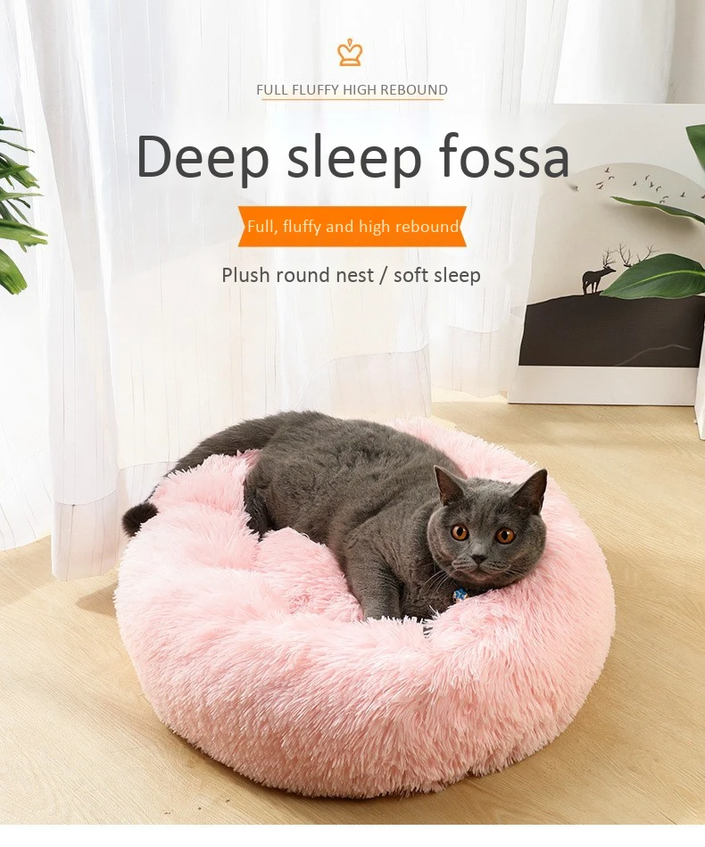 

Kennel Cat Litter Pet Bed round Long Velvet Winter Dog Bed Pet Mat Cat Pad Small and Medium-sized Dogs