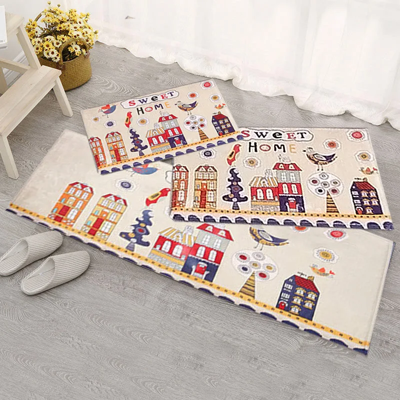 Мультяшный фланелевый дверной коврик Детский ковер для спальни кухонные