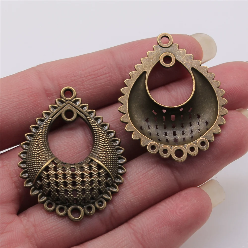 

5pcs Earring Connector Charms For Jewelry Making 31x39mm Antique Bronze Color DIY Handmade Craft Accessories