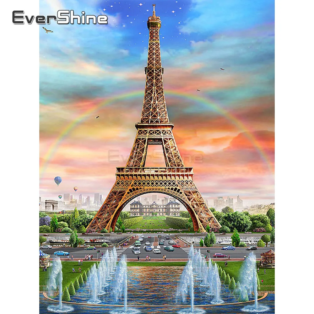 EverShine 5D алмазная картина Эйфелева башня Картина Стразы Алмазная вышивка полное