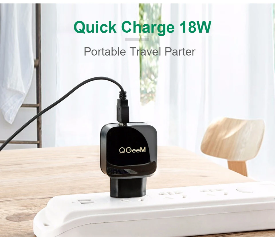 QGEEM QC 3,0 USB зарядное устройство Quick Charge 3,0 зарядное устройство для телефона для iPhone 18W3A быстрое зарядное устройство для huawei samsung Xiaomi Redmi EU US Plug