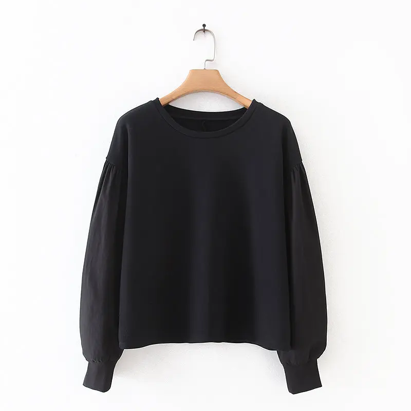 Женский модный фонарь с рукавом в стиле пэчворк повседневные Черные блузки