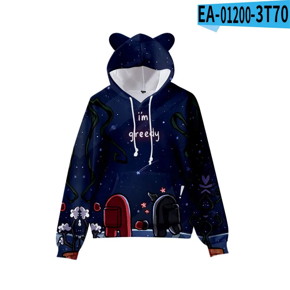 

Among us 3D Printed Cat Ear Hoodie Sweatshirt Game Printed Casual Wear 3D Fall Boys Girls Fashion Casual Cool White Pullover