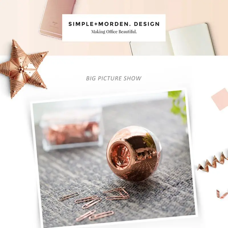 100 бумажных зажимов в розовом золоте с магнитным зажимом держатель для из