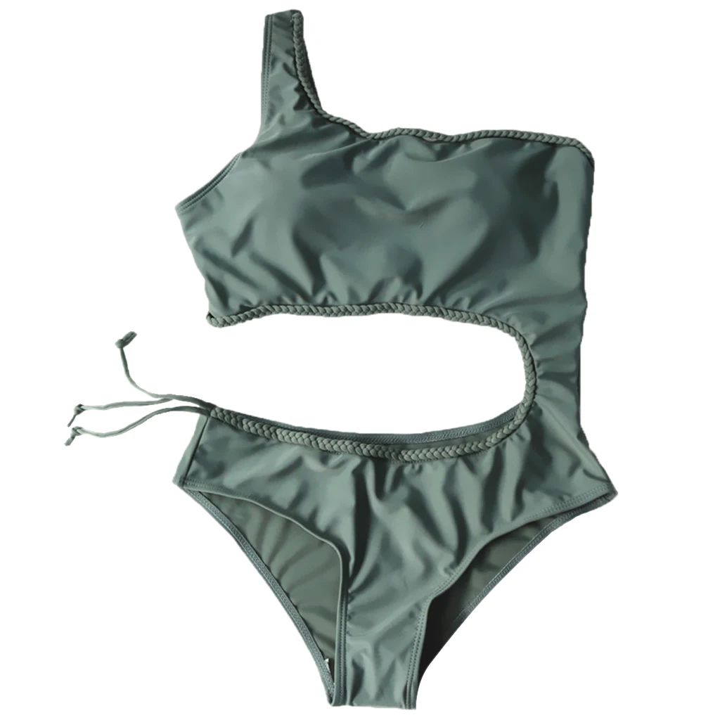 

Polyester Women One Piece One Shoulder Swimsuits Girls Swimwear Lady Bikini with Adjustable Strap for Outdoor Indoor Swimming