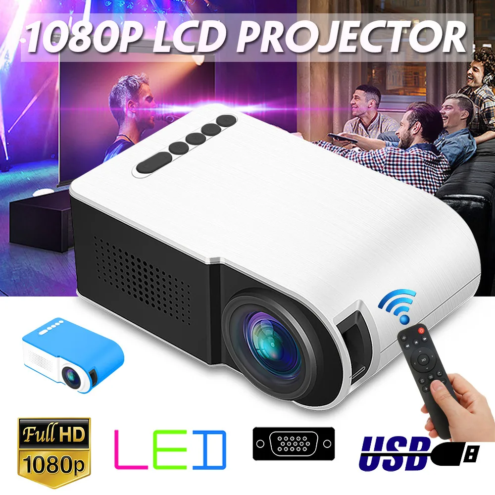Светодиодный мини проектор для домашнего кинотеатра портативный Full HD 3D 7000 лм TFT LCD