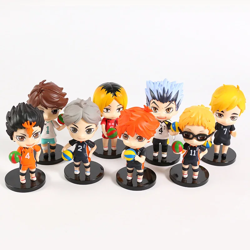 

8pcs/set Anime Haikyuu!! Figure Shoyo Hinata Kenma Kozume PVC Figures Kotaru Bokuto Yu Nishinoya Figurine Model Dolls Gift