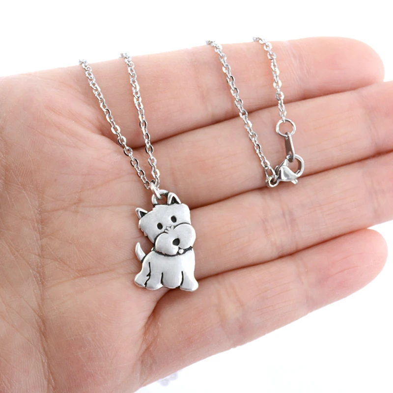 Fashion Westie &amp West Highland Dog Puppy Pendant Necklace For Women Men Stainless Steel Chain Mom Lover Jewelry | Украшения и