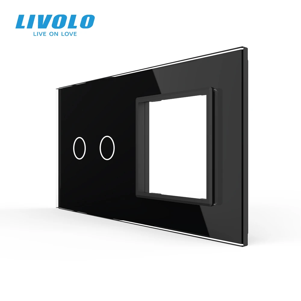 

New Livolo EU standard, Luxury White Pearl Crystal Glass, 151mm*80mm, 2Gang &1 Frame Glass Panel, VL-C7-C2/SR-11 for Switch DIY