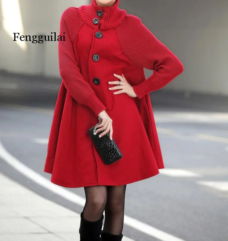 

Ветровка женская шерстяная, однотонная, свободного кроя, большого размера