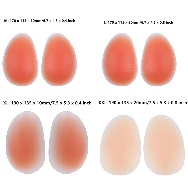 Women Silicone Fake Butt Pads 1 Pair Buttocks Enhancers Inserts Comfortable Removable Push Up Sexy Bikini Briefs Panties Hip Pad