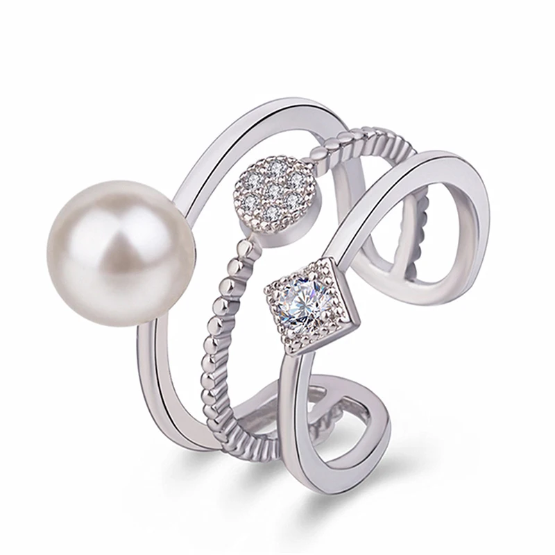 Ослепительное серебряное кольцо с микро инкрустацией из фианита двухрядные