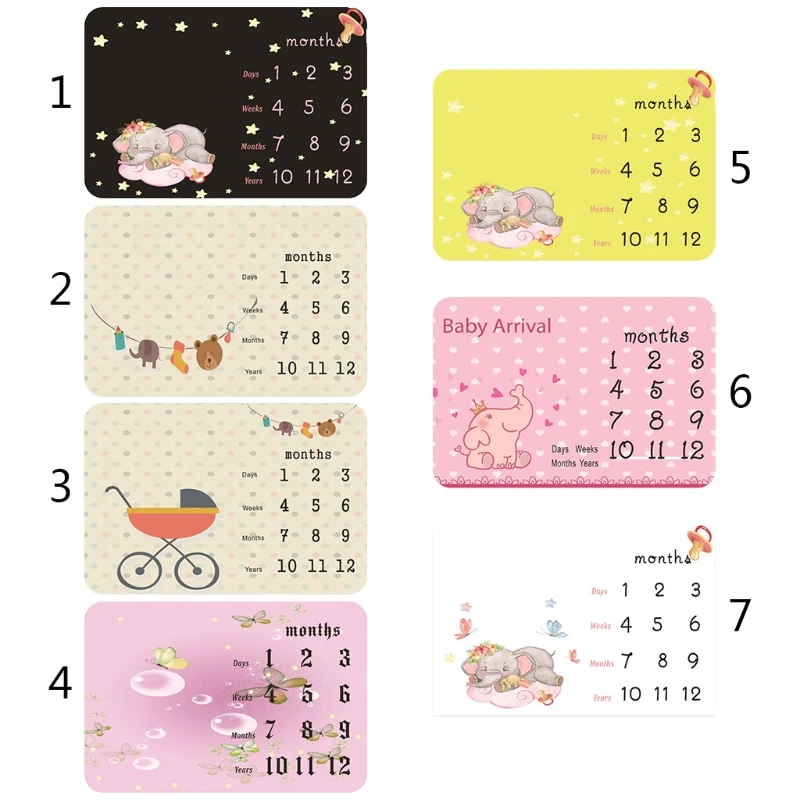 Manta de crecimiento mensual para beb&eacute;, mantas suaves para reci&eacute;n nacido, accesorios de fotograf&iacute;a, fondo creativo, regalos infantiles-5