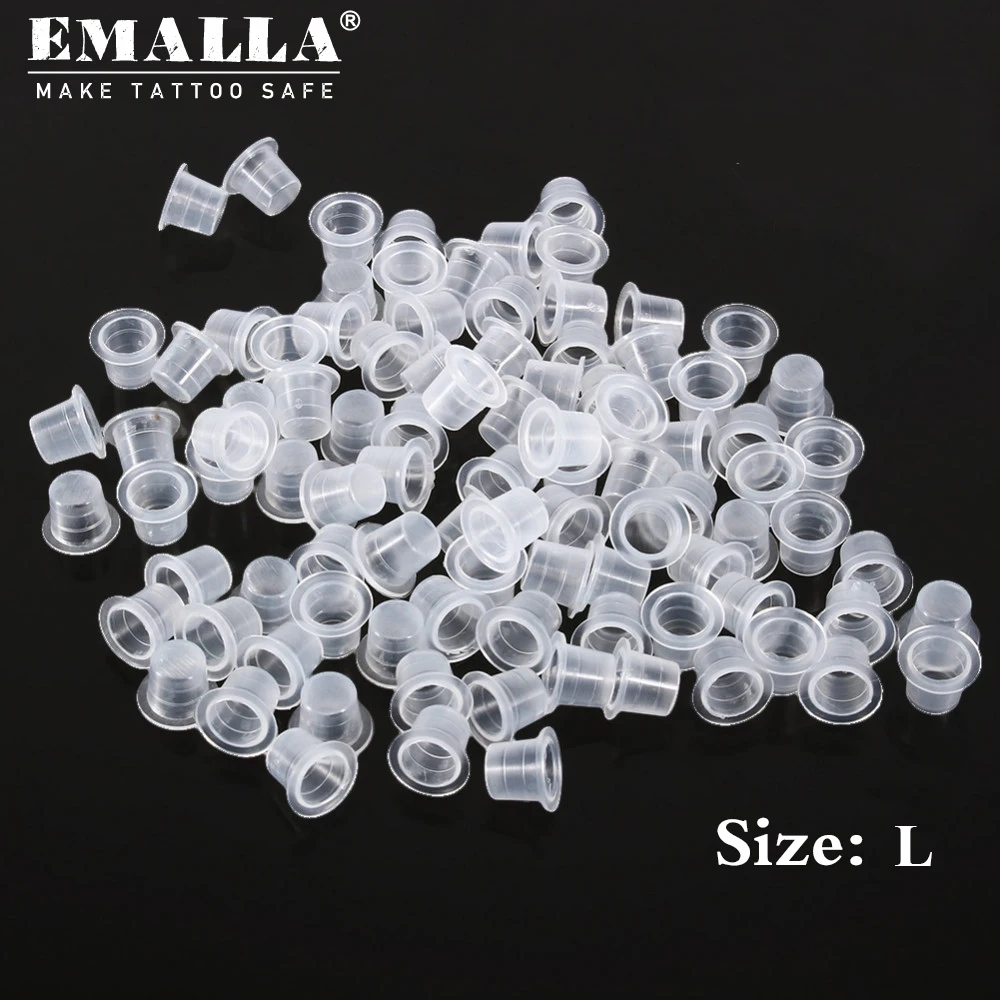 EMALLA 300/500/1000 шт. 15 мм большие одноразовые пластиковые чашки для тату-чернил