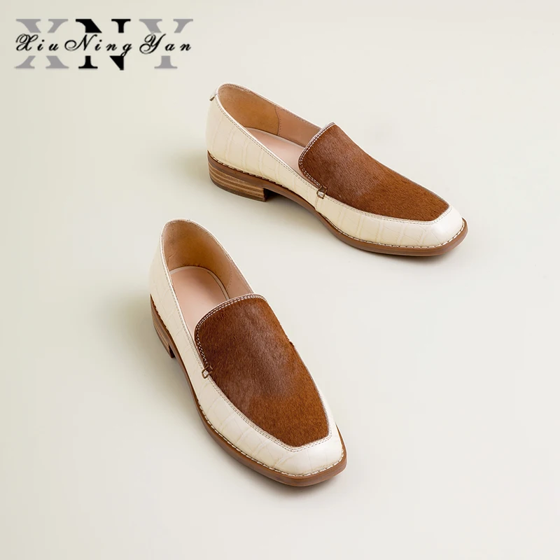 Xiuningyan/Женская обувь 100% натуральная кожа меховая на плоской подошве коллекция 2020