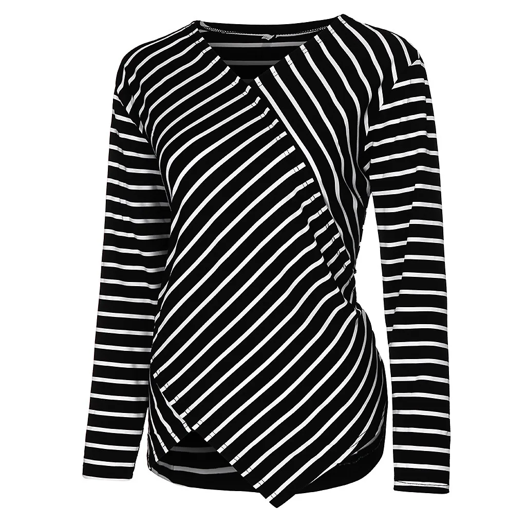 Модная блуза дамские с длинными рукавами неравномерность рубашка v-образным