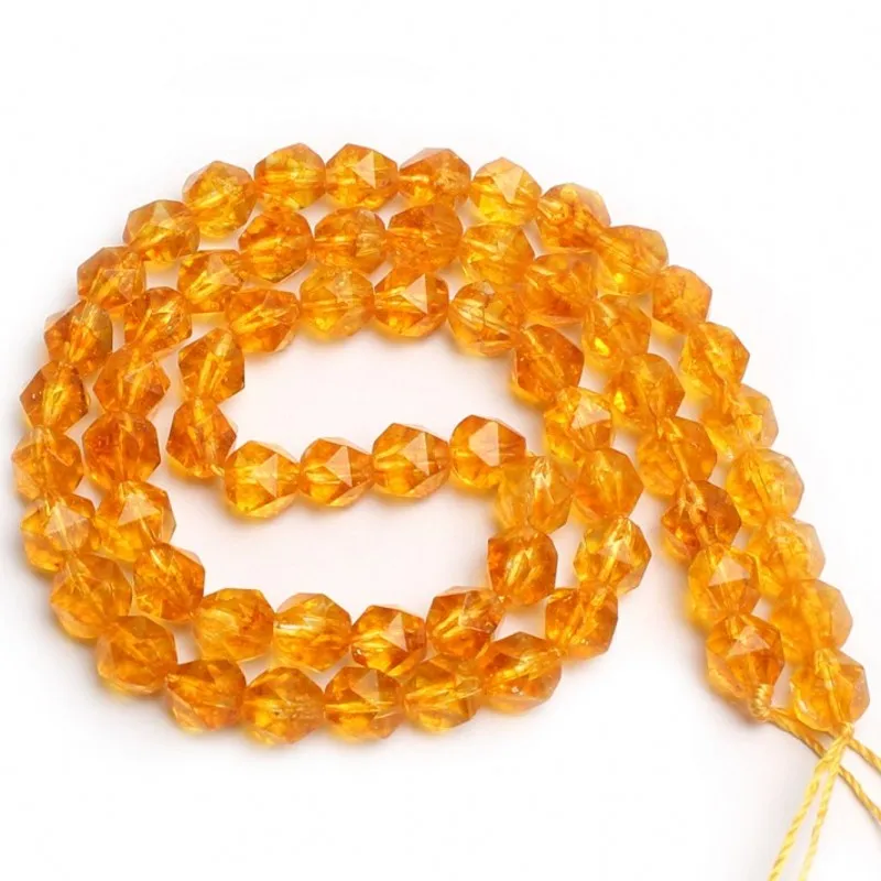 Бусины Из Натурального граненого камня желтые цитрины кварцевые круглые бусины