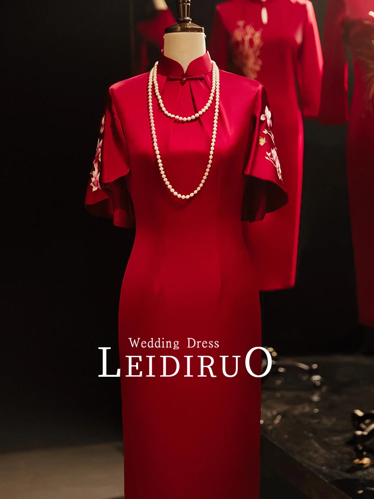 

Letiruo Beads Sleeves Mother-in-Law Wedding Summer High-End Cheongsam Wedding Banquet Mother Toast Dress Women dresses