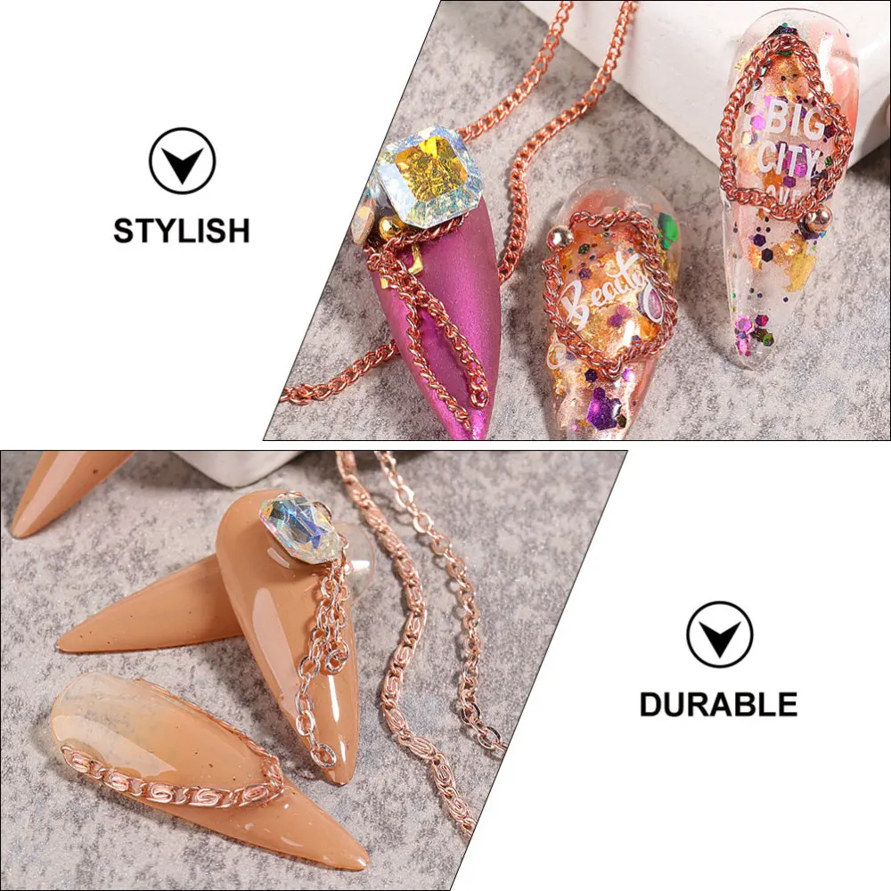 

4 Boxes Bright DIY Nail Chain Nail Decorative Charms Delicate Chain Decor
