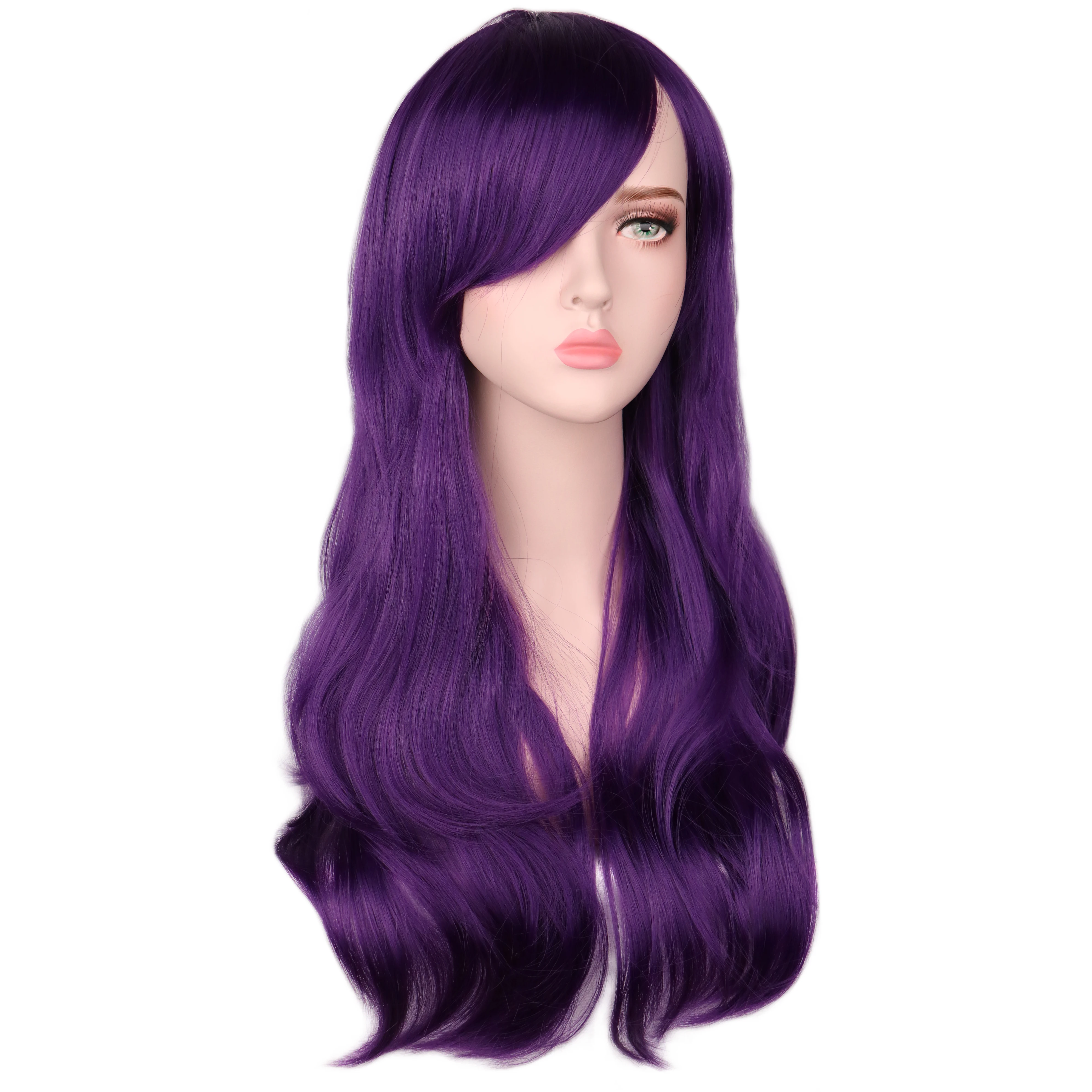 

new arrival Watashi ga Motete Dousunda Kae Serinuma Cosplay Wigs 45cm Purple curly big Wavy Wig with Bangs Synthetic Hair Heat