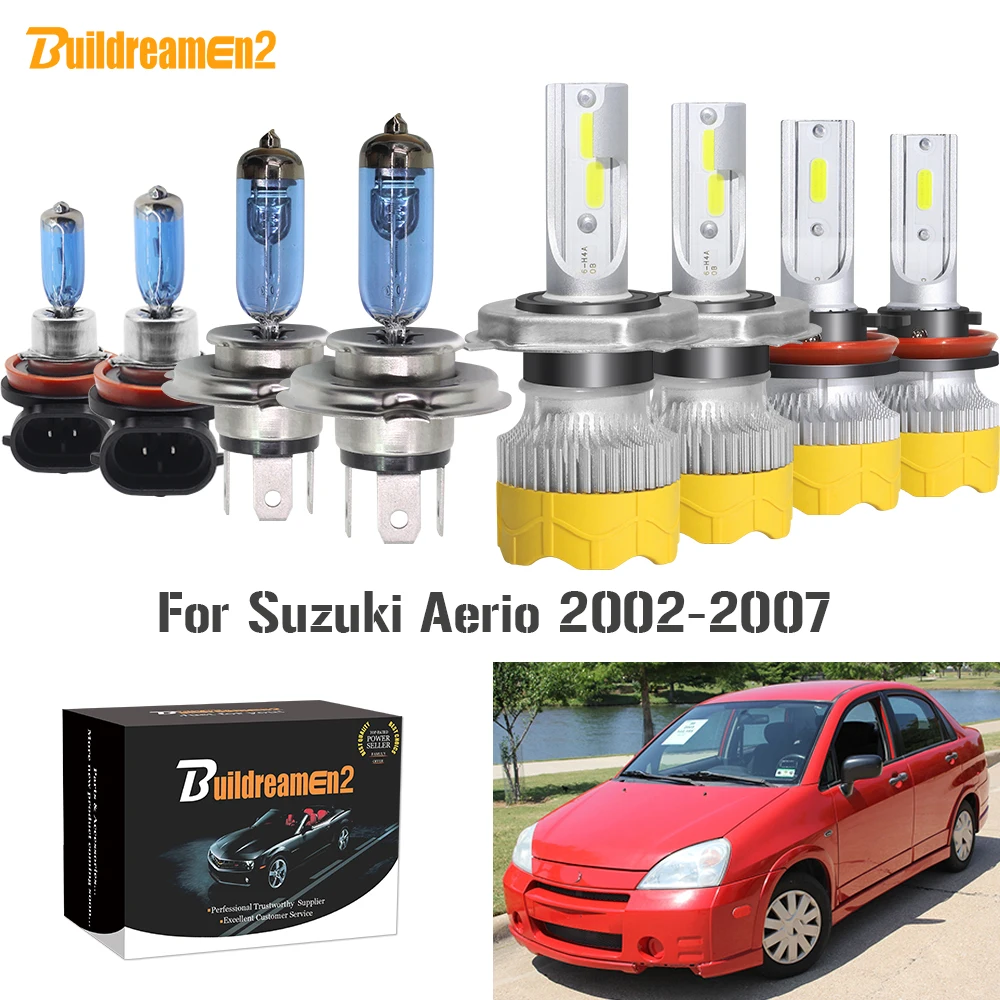 

Buildreamen2 4 X Car Styling Headlight Hi/Lo Beam + Fog Light LED Halogen Headlamp Light H4 H11 12V For Suzuki Aerio 2002-2007