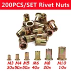 200 шт., заклепочные гайки M3 M4 M5 M6 M8 M10 из углеродистой стали