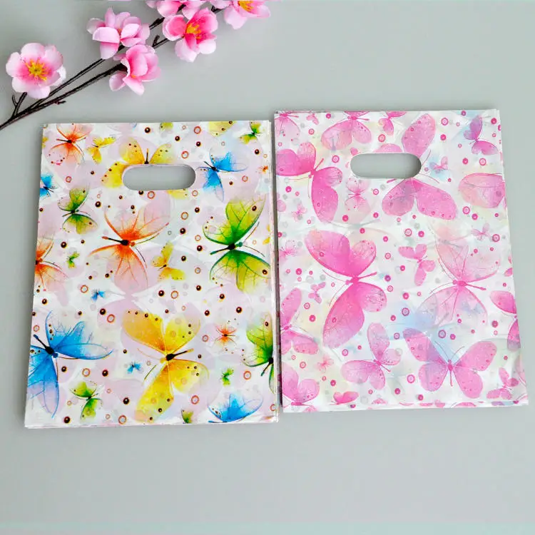 Colorful Butterflies Горячая Распродажа 100 шт/Партия 15x20 см "спасибо" Дизайн Пластиковый Подарочный мешочек для украшений подарочная упаковка для закусок пластиковые пакеты с ручками - Цвет: Colorful Butterflies
