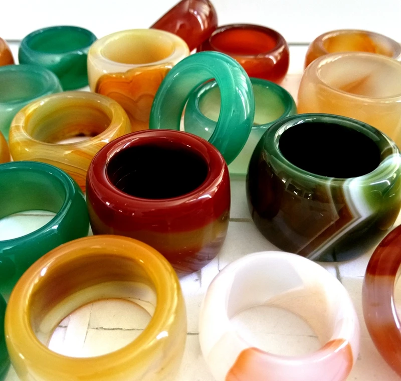 10pcs BIG Wide Natural Stone Ring Exquisite Men's Women's Color Glass Thumb US Size 8-14 Mix Luxury Vintage Jewelry | Украшения и
