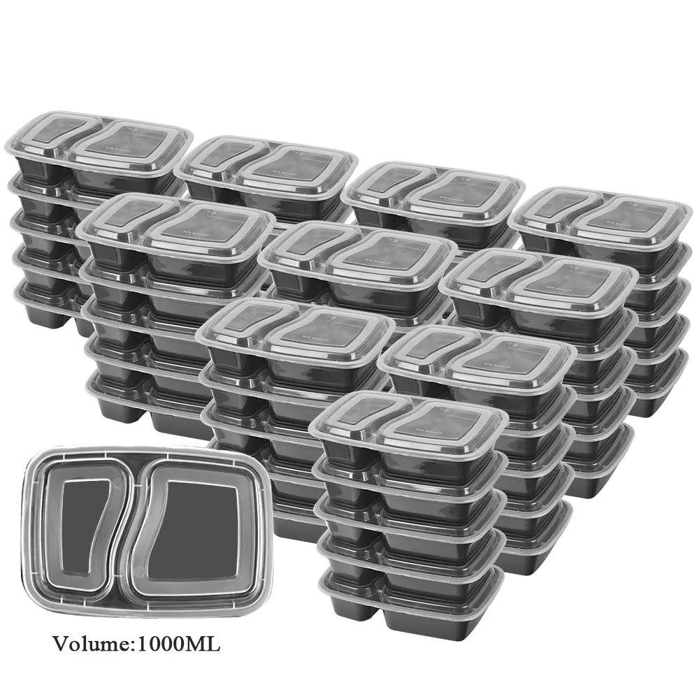 10 Pack 10 упаковок 2 отсека контейнеры для приготовления пищи бэнто Ланч-боксы с крышками, посудомоечная машина/микроволновая печь/морозильник сейф - Цвет: 10 Pack