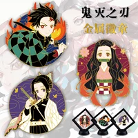 japanese anime kimetsu no yaiba metal badge tanjirou kamado button brooch pins collection medal costume souvenir cosplay gifts