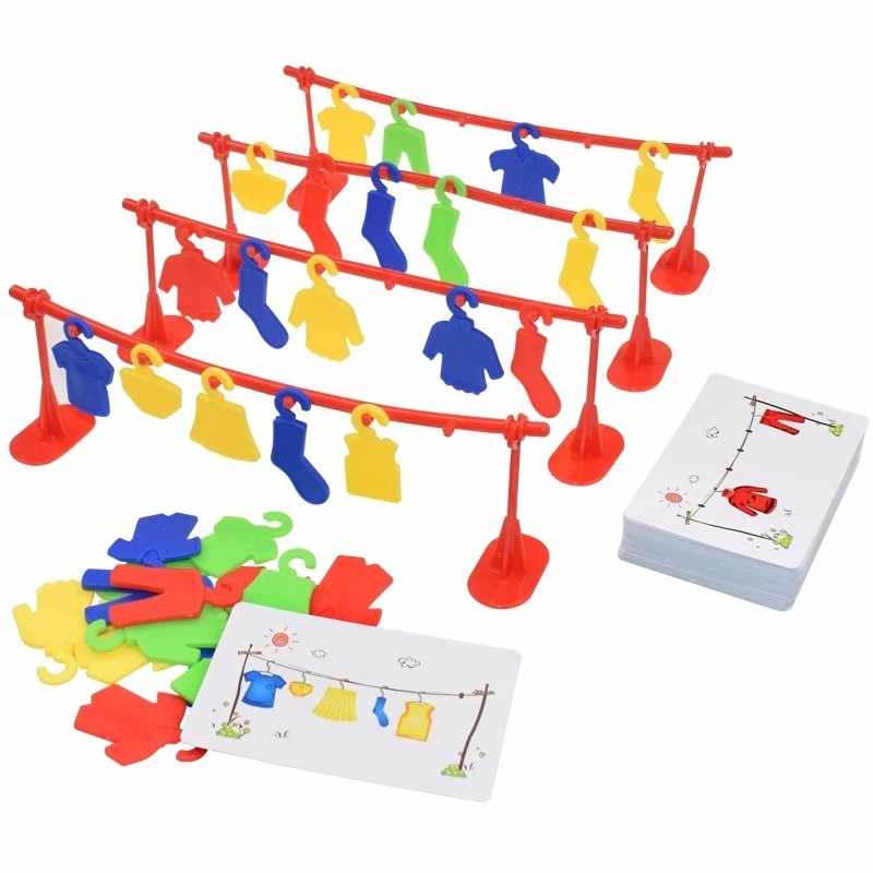 

1-4 Players Clothes Contest Play Board Game Match Color Shape Logic Training Teaching Interactive Family Party Toys For Children