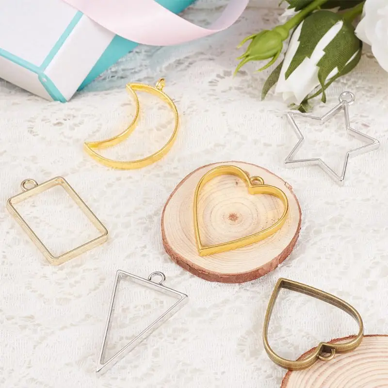 

30Pcs Geometric Shape Metal Frame Set DIY Epoxy Resin UV Crystal Silicone Molds Jewelry Pendant Making Accessory