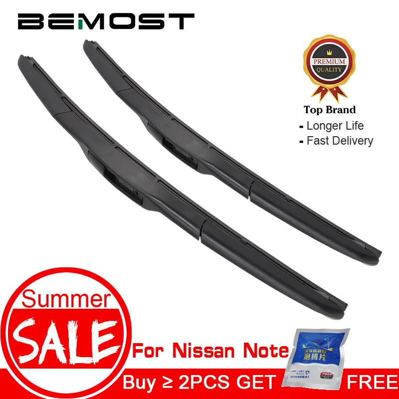 

BEMOST Car Natural Rubber Wiper Blades For Nissan Note 2006 2007 2008 2009 2010 2011 2012 2013 2014 2015 2016 2017 Fit Hook Arm