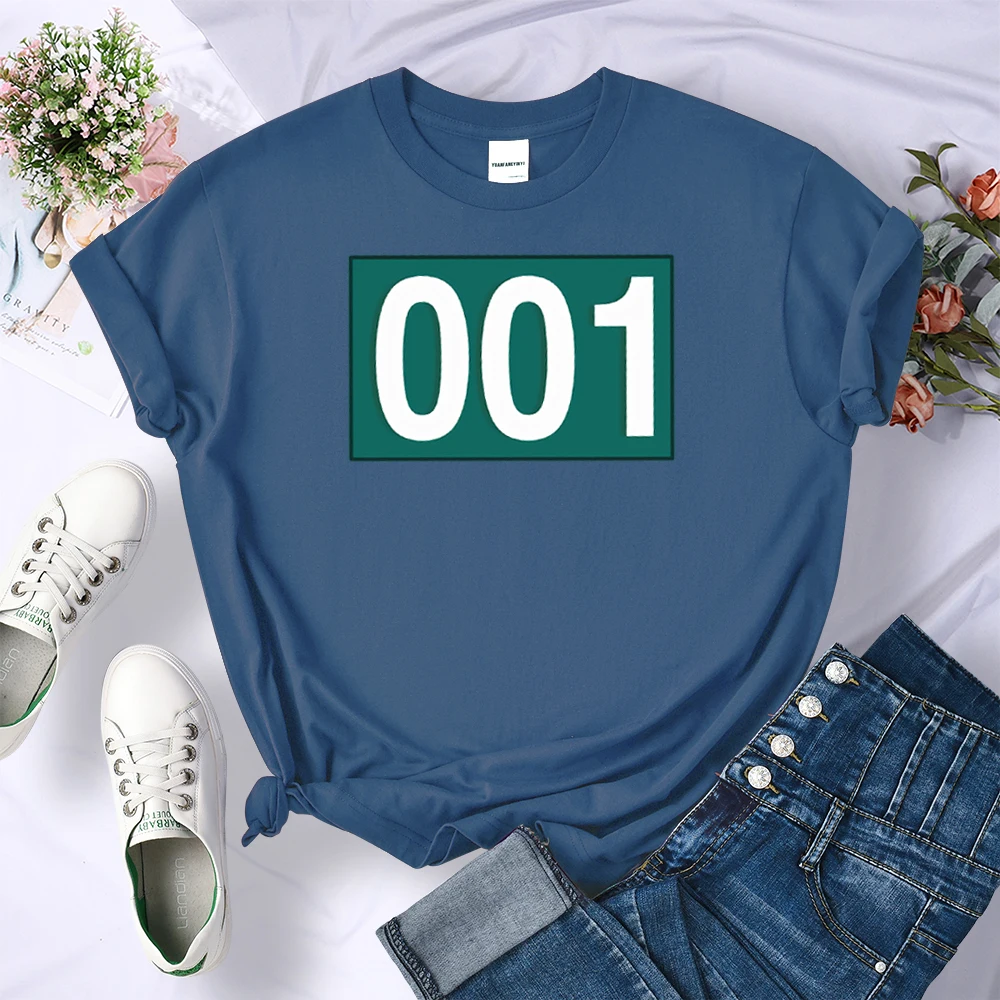 

Squid Game 001 Print T-shirt Woman Loose Casual High Quality Clothing Oversized Crewneck T-shirts Japanese Anime T-shirt Woman