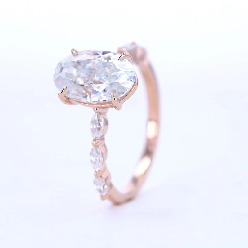 Женское кольцо с муассанитом овальной огранкой 10 к 4 карата | Украшения и