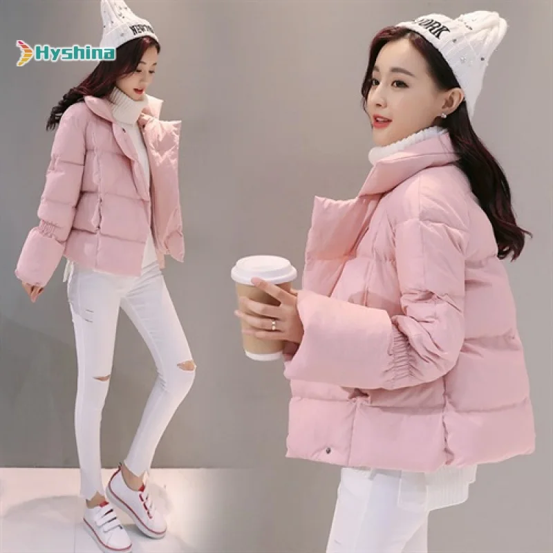 

Womens Short Thick 2019 Winter Fashion Simple Zipper Suit Collar Sweet Solid Color Cotton-padded Jacket/cotton-padded Jacket