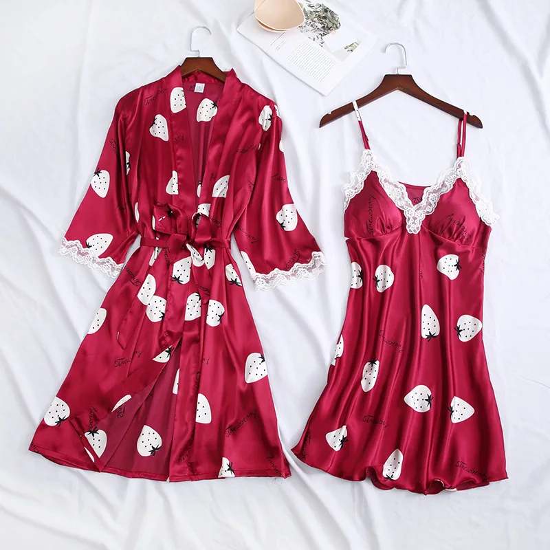 Женский пижамный комплект из 2 предметов ночная рубашка с v-образным вырезом